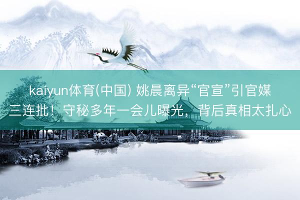 kaiyun体育(中国) 姚晨离异“官宣”引官媒三连批！守秘多年一会儿曝光，背后真相太扎心