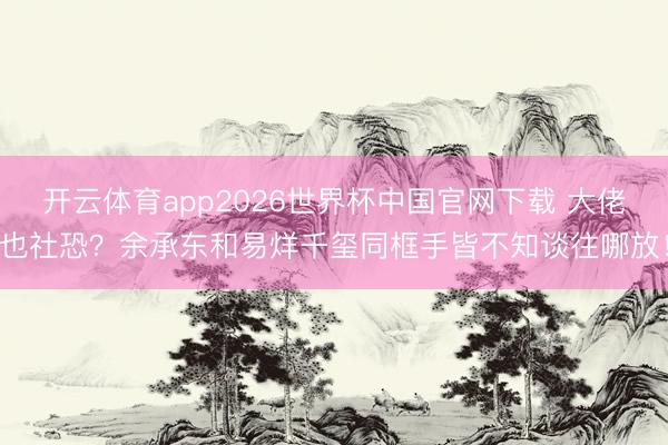 开云体育app2026世界杯中国官网下载 大佬也社恐？余承东和易烊千玺同框手皆不知谈往哪放！
