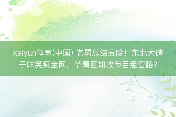 kaiyun体育(中国) 老舅总结五哈！东北大碴子味笑疯全网，爷青回如故节目组套路？