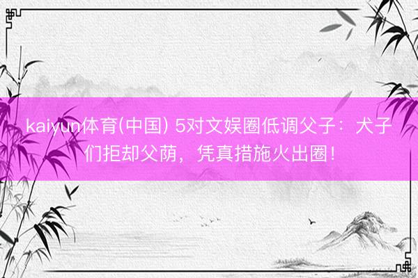 kaiyun体育(中国) 5对文娱圈低调父子：犬子们拒却父荫，凭真措施火出圈！