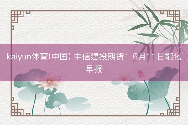 kaiyun体育(中国) 中信建投期货：6月11日能化早报