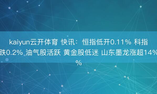 kaiyun云开体育 快讯：恒指低开0.11% 科指跌0.2% 油气股活跃 黄金股低迷 山东墨龙涨超14%