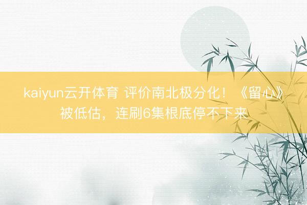 kaiyun云开体育 评价南北极分化！《留心》被低估，连刷6集根底停不下来