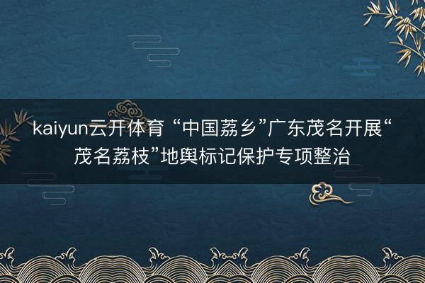 kaiyun云开体育 “中国荔乡”广东茂名开展“茂名荔枝”地舆标记保护专项整治